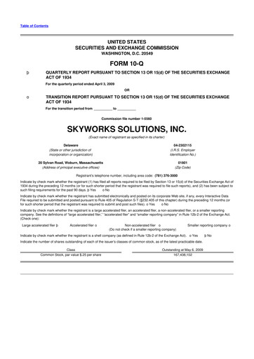 Thumbnail Skyworks Solutions
 10-Q Quarterly Report FY 