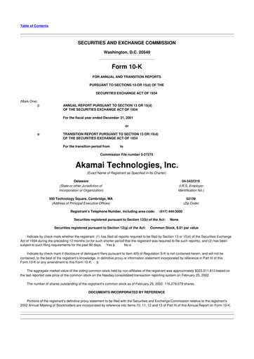 Miniature Akamai
 10-K Rapport annuel 2001