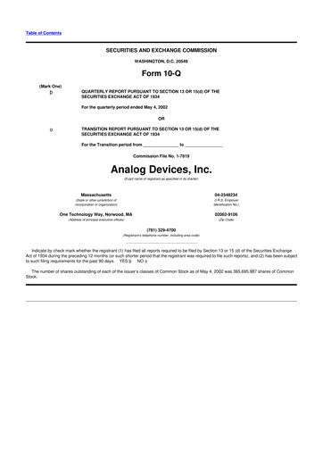 Thumbnail Analog Devices 10-Q Quarterly Report FY 