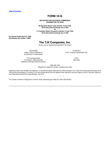 Thumbnail TJX Companies 10-Q Quarterly Report FY 