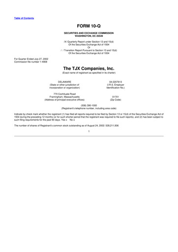 Thumbnail TJX Companies 10-Q Quarterly Report FY 