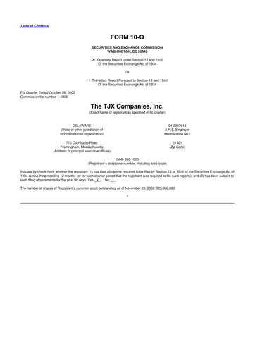 Thumbnail TJX Companies 10-Q Quarterly Report FY 