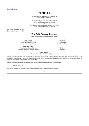 Thumbnail TJX Companies 10-Q Quarterly Report FY 