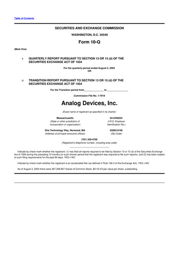 Thumbnail Analog Devices 10-Q Quarterly Report FY 