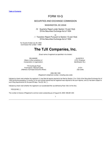 Thumbnail TJX Companies 10-Q Quarterly Report FY 