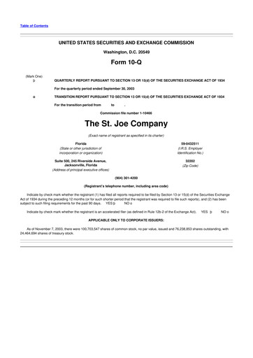 Vorschaubild St. Joe Company
 10-Q Quartalsbericht  