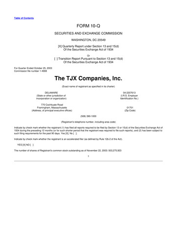 Thumbnail TJX Companies 10-Q Quarterly Report FY 