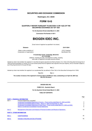Thumbnail Biogen 10-Q Quarterly Report FY 