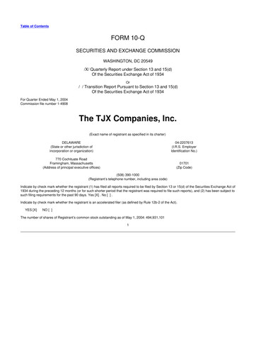 Thumbnail TJX Companies 10-Q Quarterly Report FY 