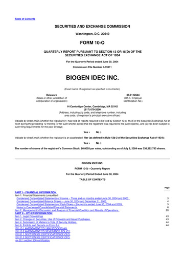 Thumbnail Biogen 10-Q Quarterly Report FY 