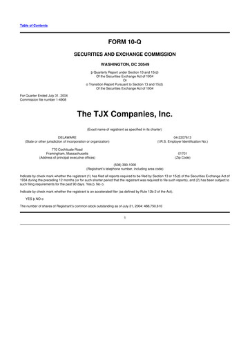 Thumbnail TJX Companies 10-Q Quarterly Report FY 