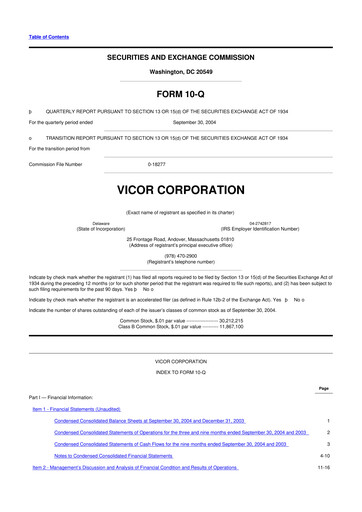 Thumbnail Vicor
 10-Q Quarterly Report FY 