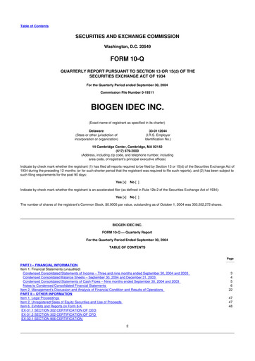 Thumbnail Biogen 10-Q Quarterly Report FY 