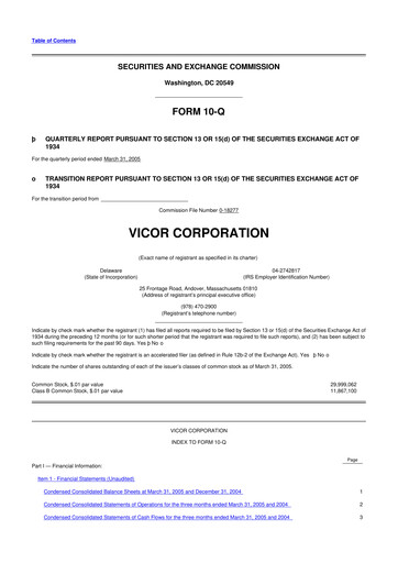 Thumbnail Vicor
 10-Q Quarterly Report FY 