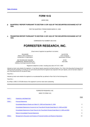 Vorschaubild Forrester Research
 10-Q Quartalsbericht  