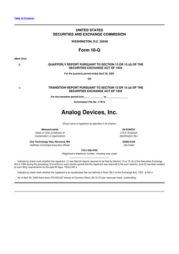 Thumbnail Analog Devices 10-Q Quarterly Report FY 