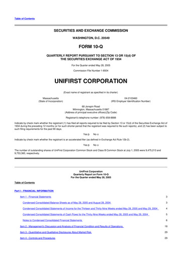 Vorschaubild UniFirst 10-Q Quartalsbericht  