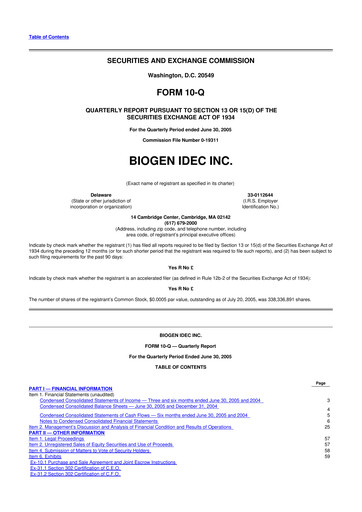 Thumbnail Biogen 10-Q Quarterly Report FY 