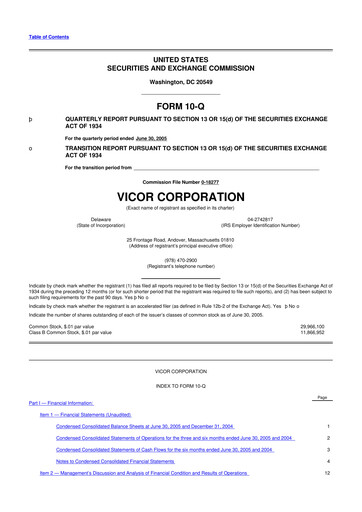 Thumbnail Vicor
 10-Q Quarterly Report FY 