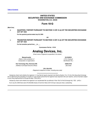 Thumbnail Analog Devices 10-Q Quarterly Report FY 
