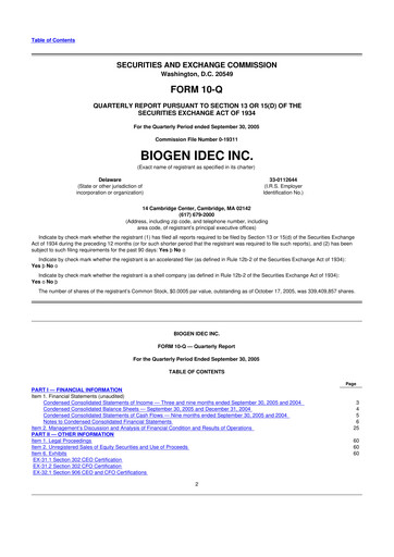 Thumbnail Biogen 10-Q Quarterly Report FY 