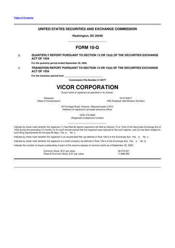 Thumbnail Vicor
 10-Q Quarterly Report FY 