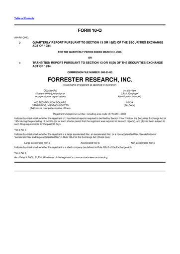Vorschaubild Forrester Research
 10-Q Quartalsbericht  