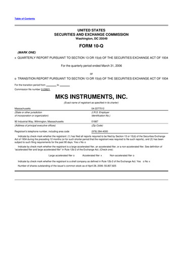 Thumbnail MKS Instruments 10-Q Quarterly Report FY 