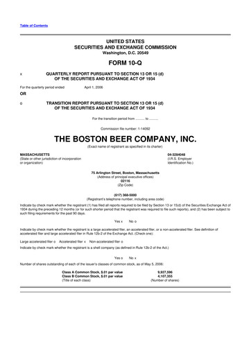 Vorschaubild Boston Beer Company 10-Q Quartalsbericht  
