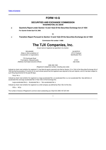 Thumbnail TJX Companies 10-Q Quarterly Report FY 