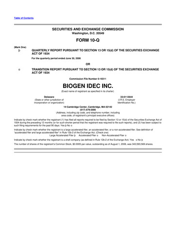 Thumbnail Biogen 10-Q Quarterly Report FY 