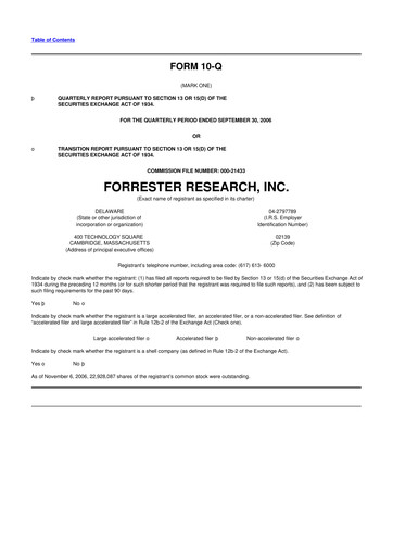 Vorschaubild Forrester Research
 10-Q Quartalsbericht  