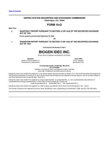 Thumbnail Biogen 10-Q Quarterly Report FY 