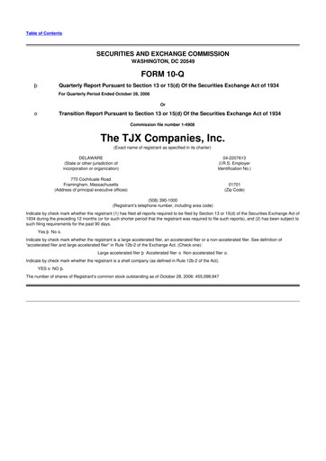 Thumbnail TJX Companies 10-Q Quarterly Report FY 