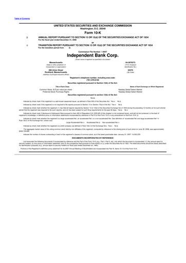 Thumbnail Independent Bank Corp. 10-K Annual Report 
