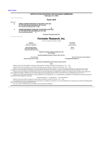 Thumbnail Forrester Research
 10-K Annual Report 