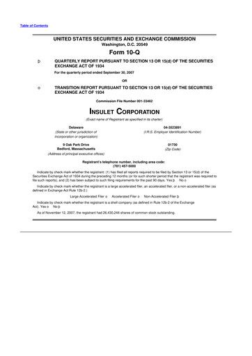 Thumbnail Insulet 10-Q Quarterly Report FY 