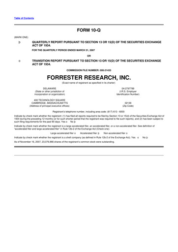 Vorschaubild Forrester Research
 10-Q Quartalsbericht  
