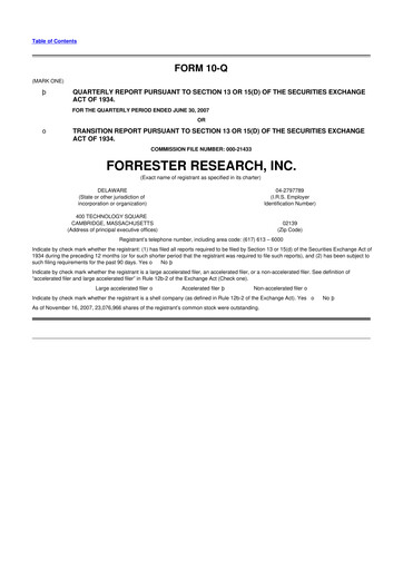 Vorschaubild Forrester Research
 10-Q Quartalsbericht  