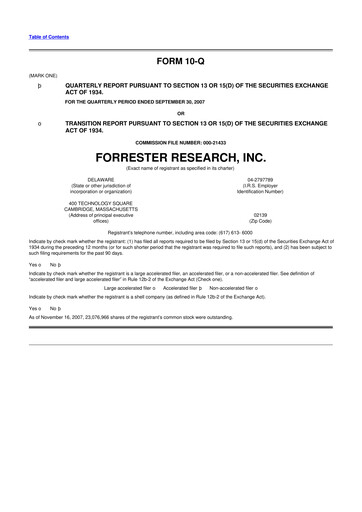 Vorschaubild Forrester Research
 10-Q Quartalsbericht  