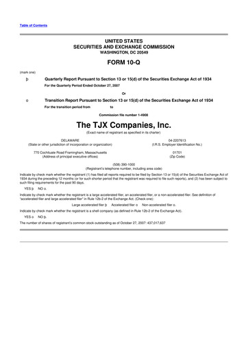 Thumbnail TJX Companies 10-Q Quarterly Report FY 