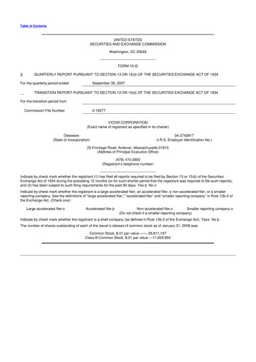 Thumbnail Vicor
 10-Q Quarterly Report FY 