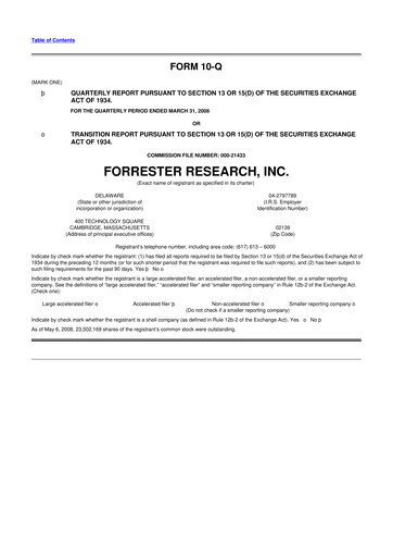 Vorschaubild Forrester Research
 10-Q Quartalsbericht  
