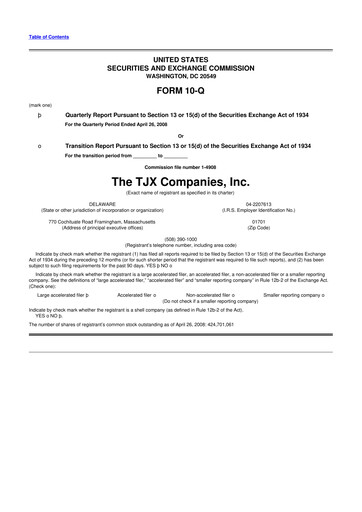 Thumbnail TJX Companies 10-Q Quarterly Report FY 