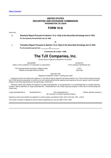 Thumbnail TJX Companies 10-Q Quarterly Report FY 