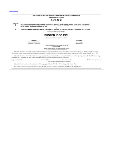 Thumbnail Biogen 10-Q Quarterly Report FY 