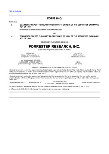 Vorschaubild Forrester Research
 10-Q Quartalsbericht  
