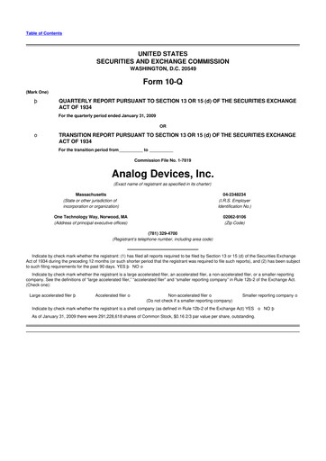 Thumbnail Analog Devices 10-Q Quarterly Report FY 