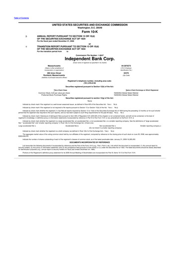 Thumbnail Independent Bank Corp. 10-K Annual Report 
