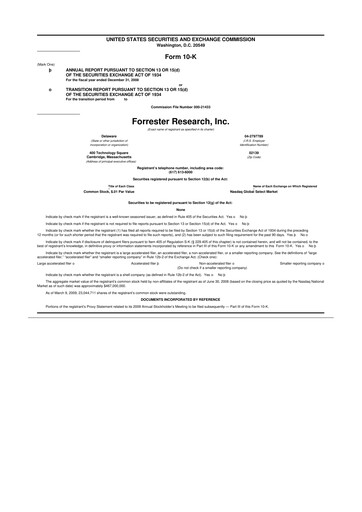 Thumbnail Forrester Research
 10-K Annual Report 